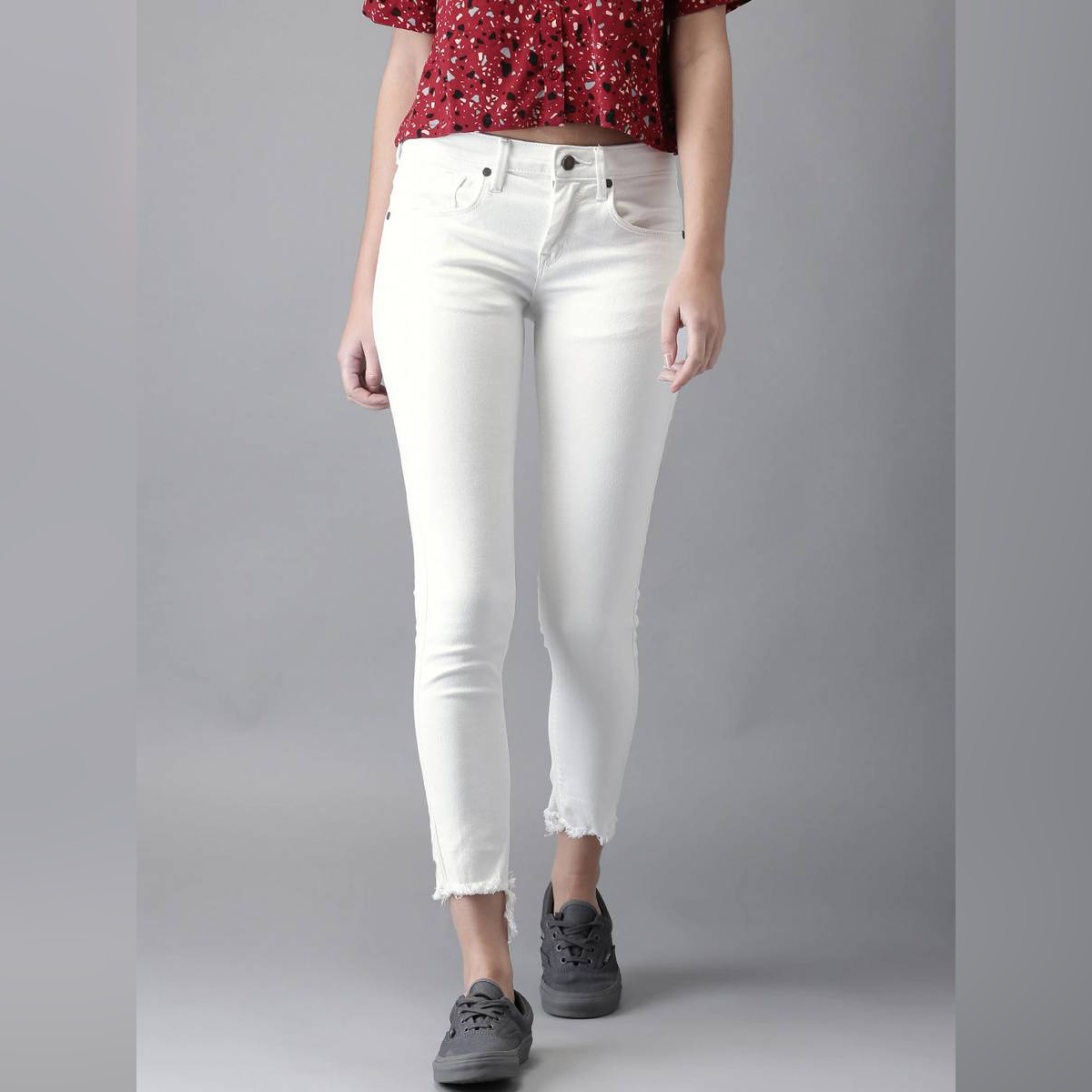 Husnas White Plain Denim Branded Export 