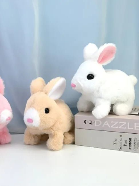New Electric Plush Bunny Toy – Battery-Operated Walking Rabbit with Music and Moving Ears – Realistic and Interactive – Walks, Jumps, Twitches, and Wiggles Its Ears – Requires 2 AAA Batteries – Perfect Toy for Kids.