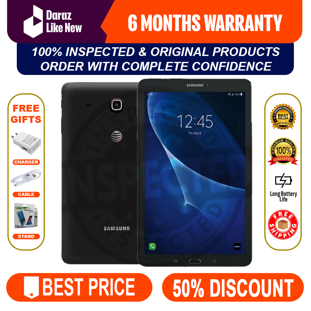 Samsung Galaxy Tab E 8' Inch Tablet | 100% INSPECTED | 2GB RAM | 5000mAh Battery | Just Like New Condition | With Box, Charger, Cable & Free Surprise Gift | High Performance | Reliable | Affordable | Long Battery Life | Budget Friendly | Top Selling