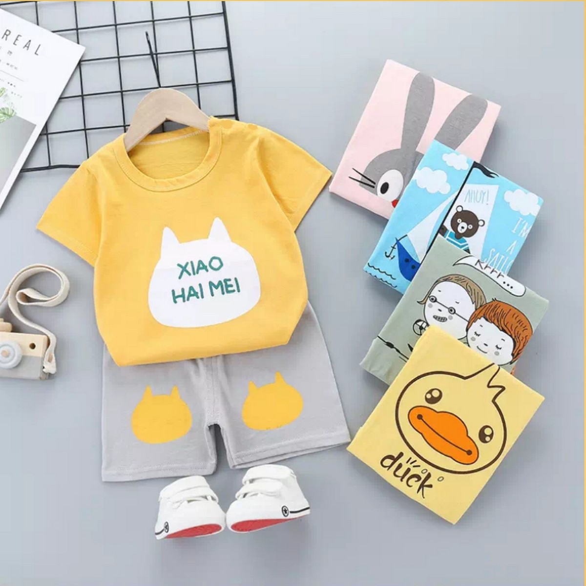 T-Shirt And Short Pant For Kids Baby Boys And Girls Round Neck Short Sleeves Tee Tops Clothes Sets Dresses Outfit