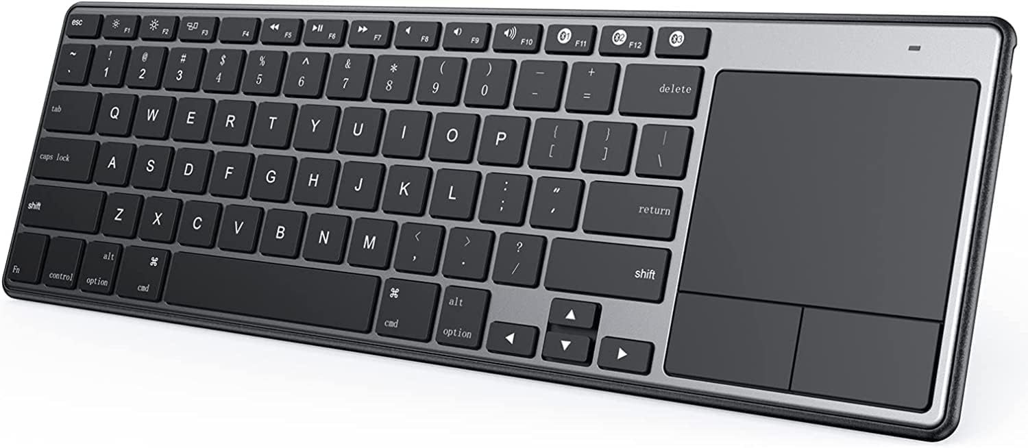 Wireless Touch TV Keyboard with Easy Media Control and Built-In Touchpad Mouse Solid Ultra Compact Full Size Keyboard -Connected Computer, Smart TV, HTPC