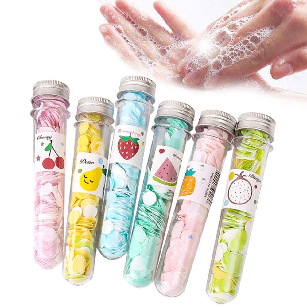 Disposable Paper Soap Confetti Cleaning Washing Hand Bath Toiletry Paper Soap Sheets Petals Soap Flakes with Storage Tube for Kitchen Toilet Outdoor Travel Camping Hiking multi color
