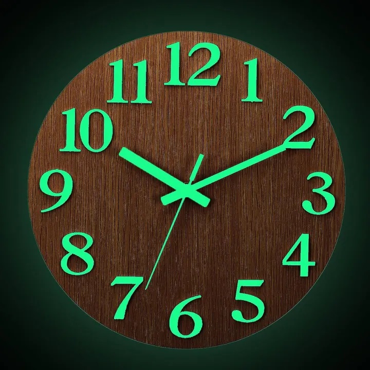 Glow In The Night Wall Clock 3D Beautifull Design Wall Clock Wall Clock For Home and offices Beautifull wooden Clock Auto glowing clock without battery
