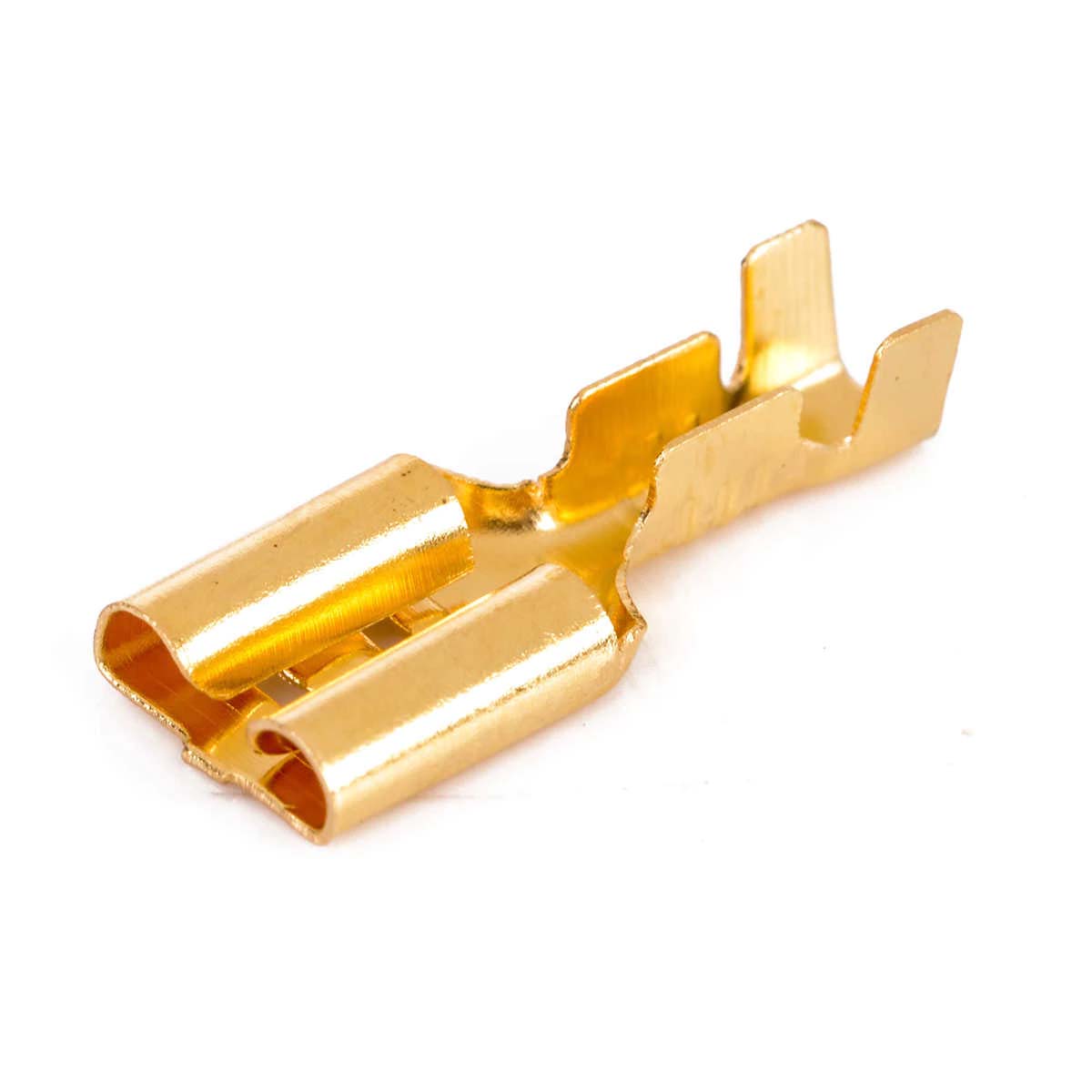20pcs Spade Terminal Connector Gold Tone Brass Female Spade Terminal Connector Electric Wire Connector 6.3mm Car Boat