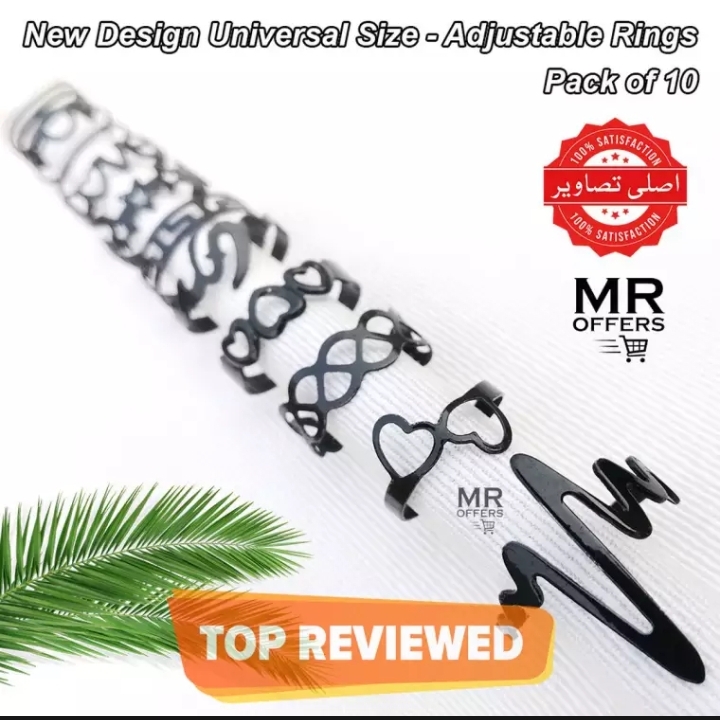 Pack of 30 Adjustable Stainless Steel Ring For Girls Universal size 3 Different Colors Attractive rings for women ECG Heart Design Mix
