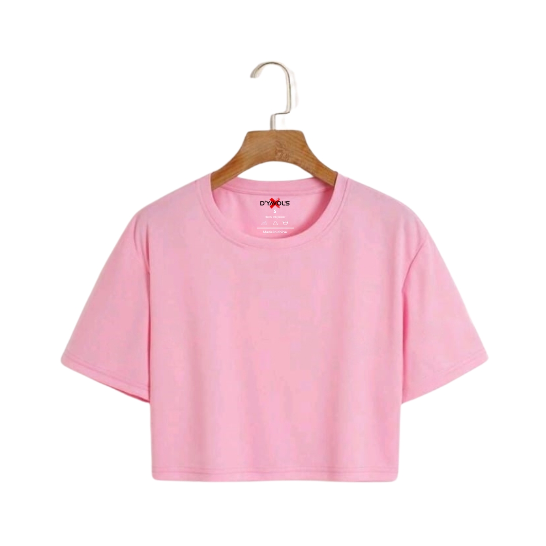 Plain Crop Tops Summer Round Neck Half Sleeves Gym Casual Printed Crop Tops For Girls Women And Ladies