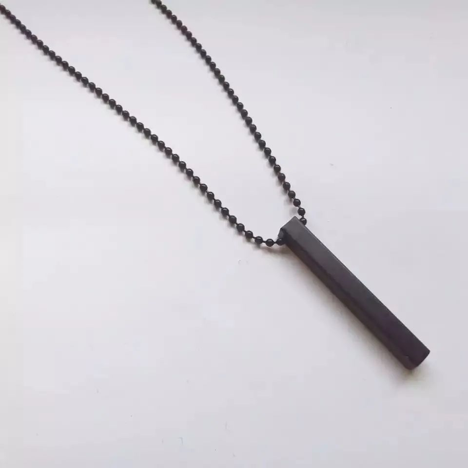 Black 100% Pure Stainless Steel Vertical Bar Necklace/Locket/Chain for Men/Boys