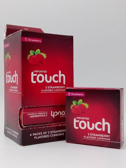 Touch Strawberry Flavored Condom Dispenser - Pack of 3 - 18 Pieces (6 x 3's)