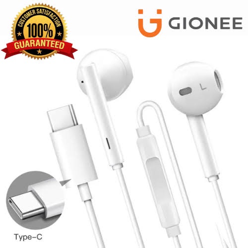 Original Gionee Type-C Handsfree With Mic | USB-C In-Ear Earphones | Hi-Fi Stereo Sound Dual Driver Earbuds | Fast & Clear Calling | Compatible With Phone 15/16/17 Series, Samsung, OnePlus, Redmi, Oppo & Huawei