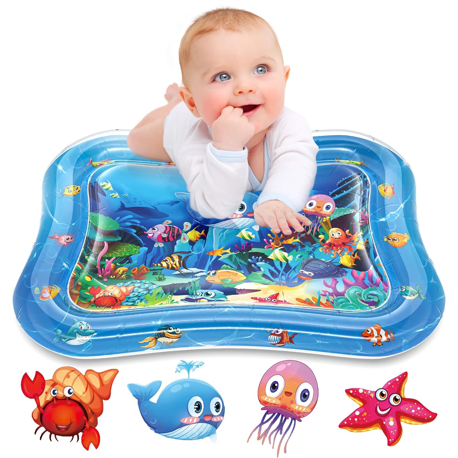 Inflatable Tummy Time Mat Premium Baby Water Play Mat for Infants and Toddlers Baby Toys, Children Summer Pool