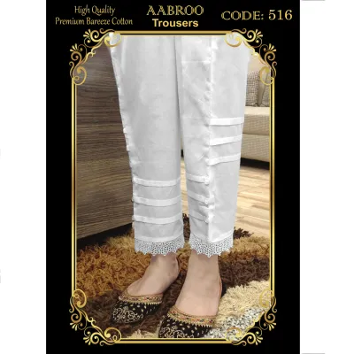 TROUSERS For Ladies-Summer Pure Breeza Cotton Trousers for Women Girls  White & Black D516
