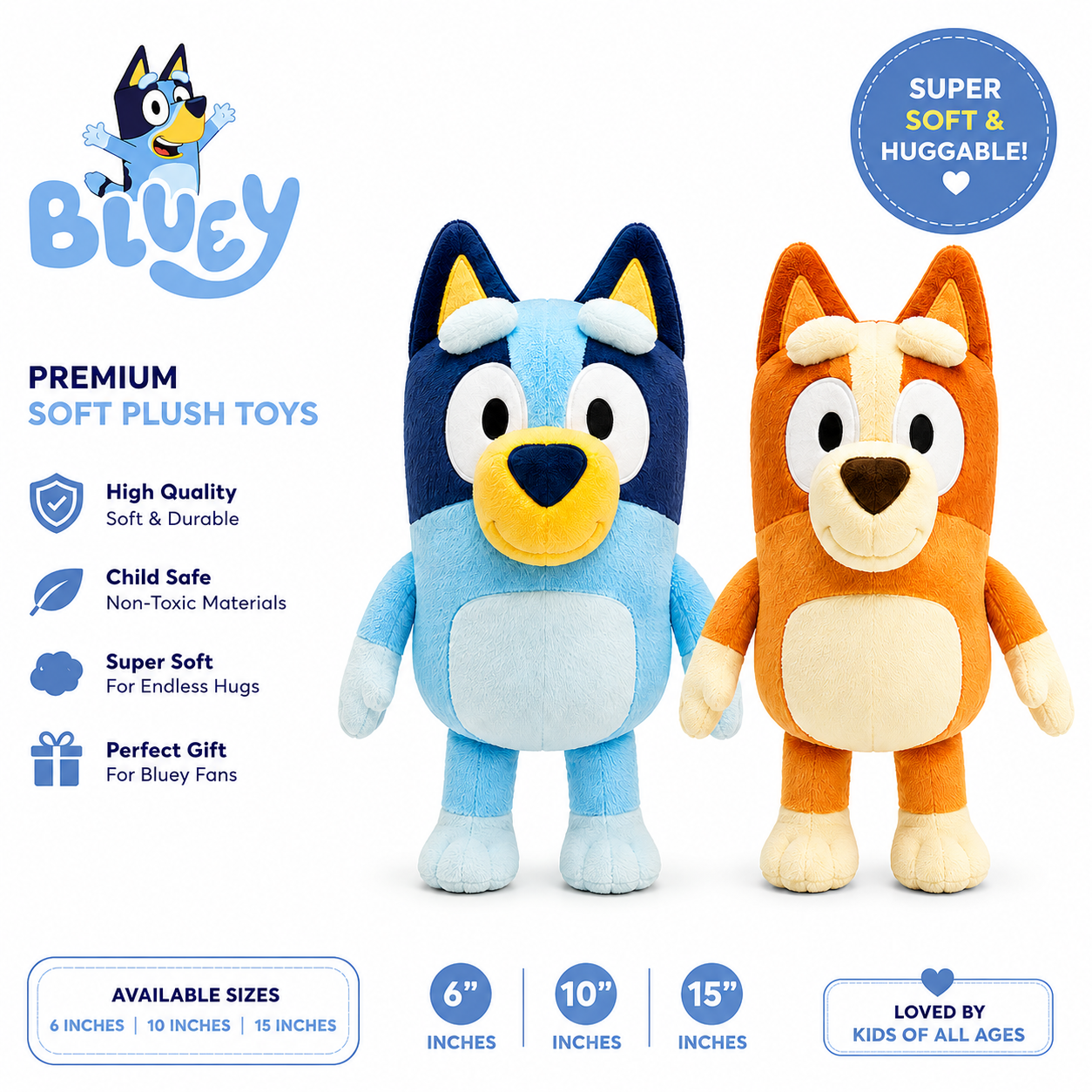 Bluey Snuggle Star Premium Soft & Plush Toy – Ultra Soft Stuffed Animal | Different Sizes Available