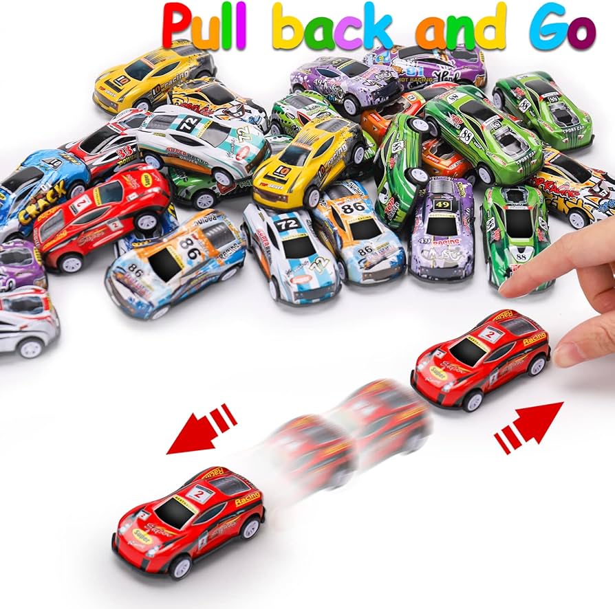 12 Pcs - Alloy Tin Metal Body Model Racing Car Toy Set - Pullback DieCast Cars Toys For Kids Boys Girls Baby Colorful Die Cast Vehicle Set Children Playing and enjoy Racing On Track Fun