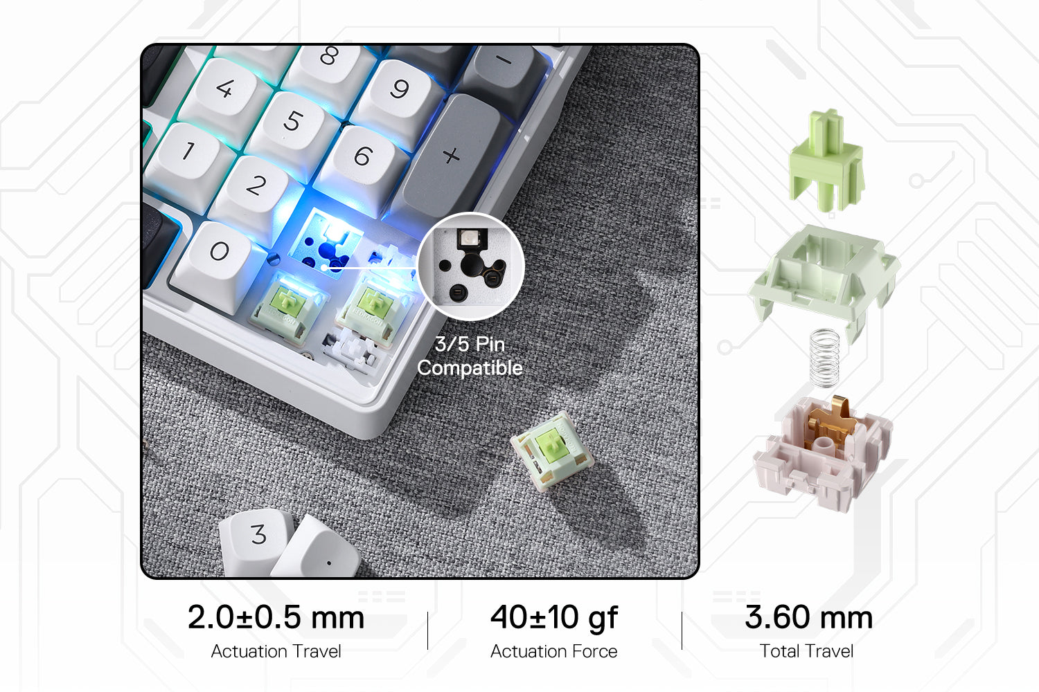 Redragon K656 PRO GAREN PRO 3-Mode Wireless RGB Gaming Keyboard with 100 Keys Mechanical Keyboard Hot-Swappable PBT Round Keycaps & Custom Linear Switch, MoonDust Gray 18 f2cfba6f6c8d7d2b16364147ed73899c