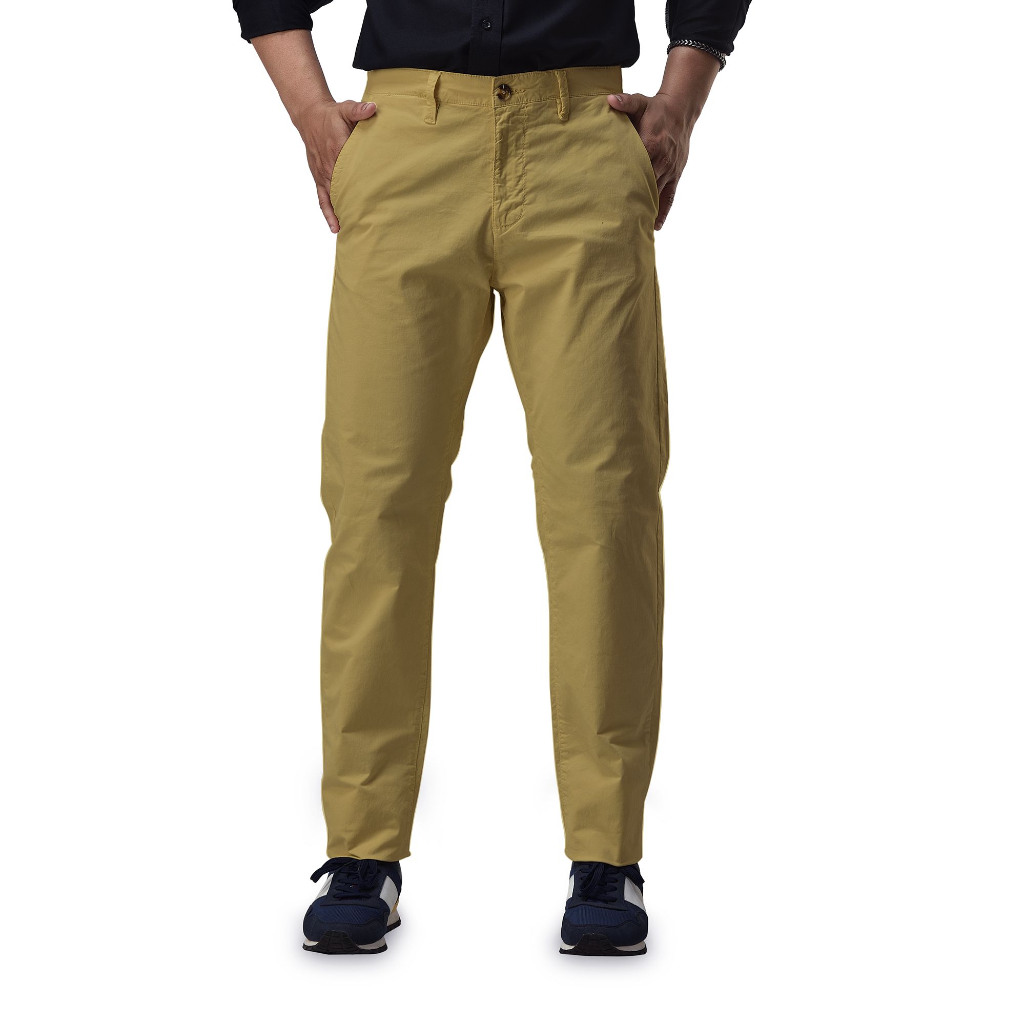 Men's Stretchable Chino Pants Full Length Regular Fit in Solid Colors