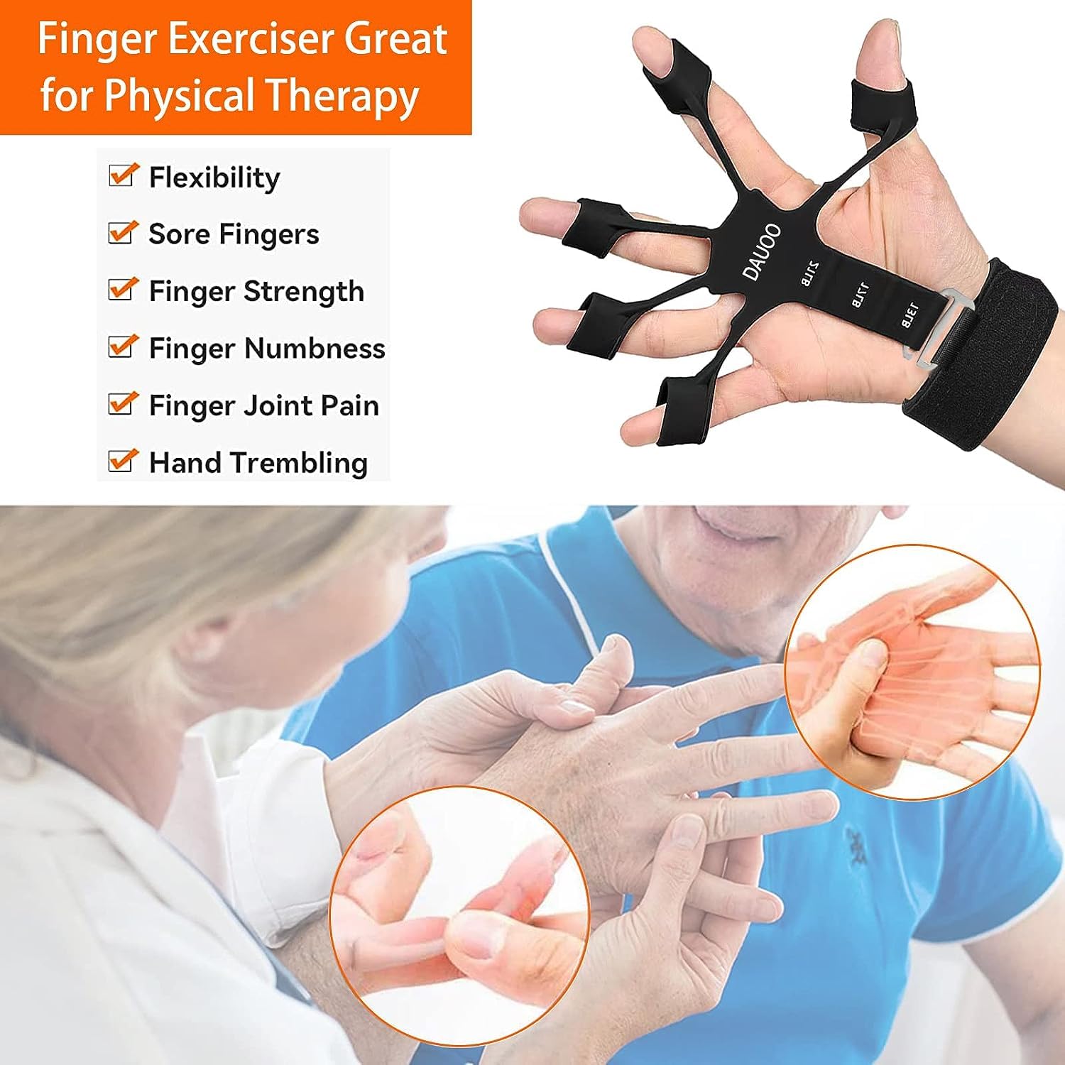 Face Value Finger Extensor Exerciser, Rubber Muscle Trainer, Adjustable Silicone Hand Grip Enhancer, Finger Trainer with Wristband, Hand Strengthening Device, for Strength Training, Therapy, Muscles