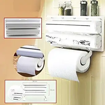 Triple Paper Dispenser Kitchen Roll Holder Mount For Cling Film
