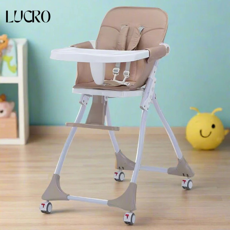 "LUCRО Baby High Chair – Fordable and Adjustable Dining Chair with Reversible Food Tray, Premium Comfort, Safety, and Versatility for Infant and Toddler Feeding"