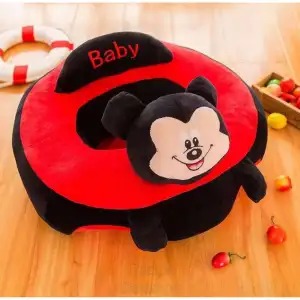 Best Quality Mickey Mouse Black Red Stuffed Plush Sofa Baby Seats Children Sofa Support Seat Learning Training Cushion Baby Carrier Seater Toddler Nest Puff Cartoon Minnie Mouse Chair Soft Babies Toys with 2 Holes for Legs For 3 - 12 Months(Black Red) By