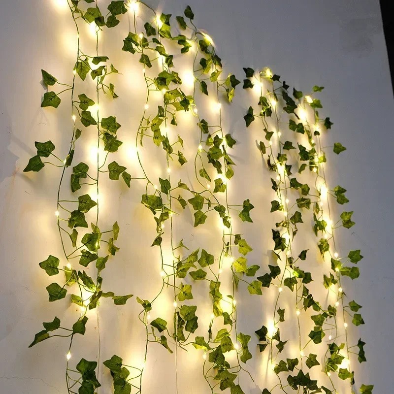 BOSTON'S STORE LED Fairy Lights with Artificial Plant Leaves bail with 10 ft String, Hanging bail, Fairy Lights, Battery Operated, Perfect for Home, Wedding, and Room Wall and home Decoration price in Pakistan