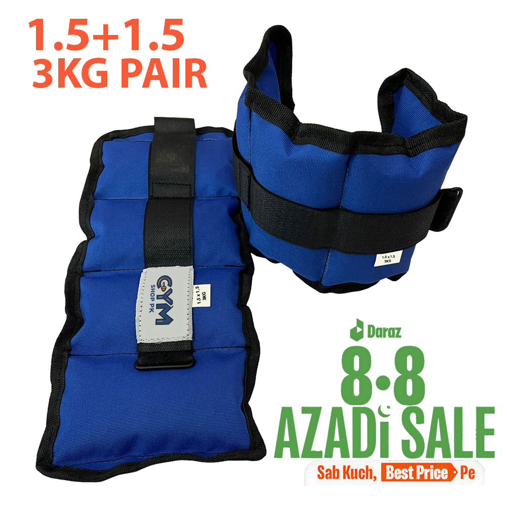Blue Ankle Weights 3kg Weighted for Fitness And Exercise