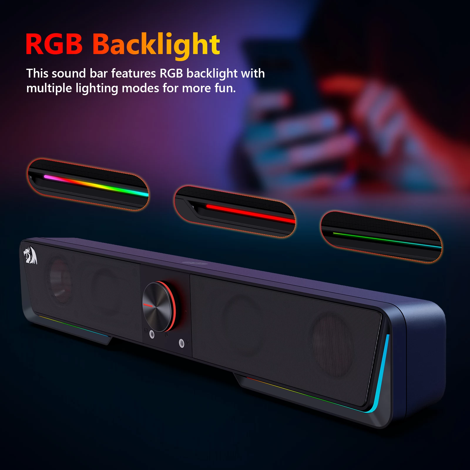 Redragon GS570 Darknets RGB Bluetooth Gaming Sound Bar 2.0 Channel with Dual Speakers and Dynamic Lighting 13 f306fe078fb6a79b83c0a4471777c8ee
