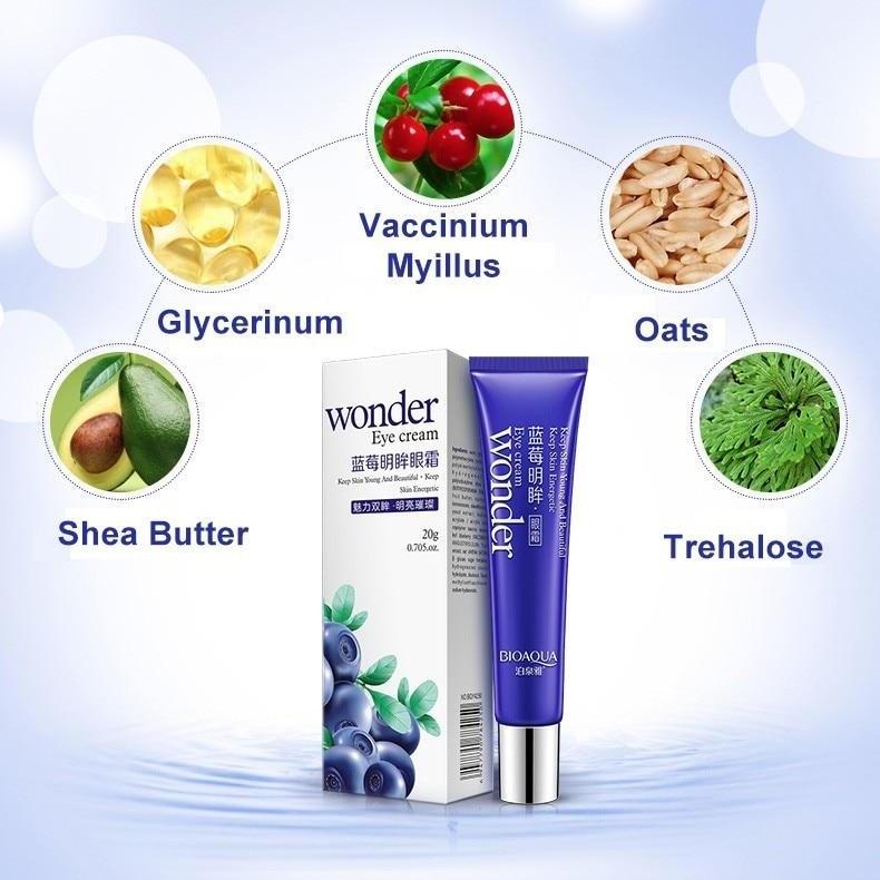 BIOAQUA Blueberry Eye Cream 20g for Dark Circles, Puffiness & Fine Lines - Anti-Aging