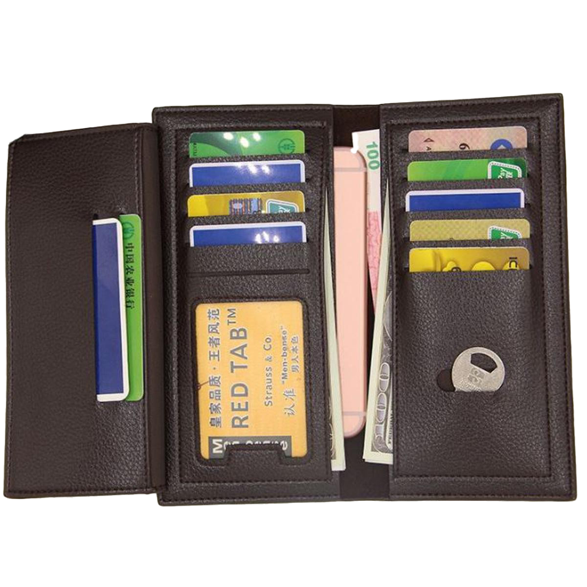 Unisex Leather Wallets. Leather Long Wallet For Men Slim Money Mobile Wallet Card Holder. Men Wallets and Phone Clutch Bag, Leather Wallets for Men