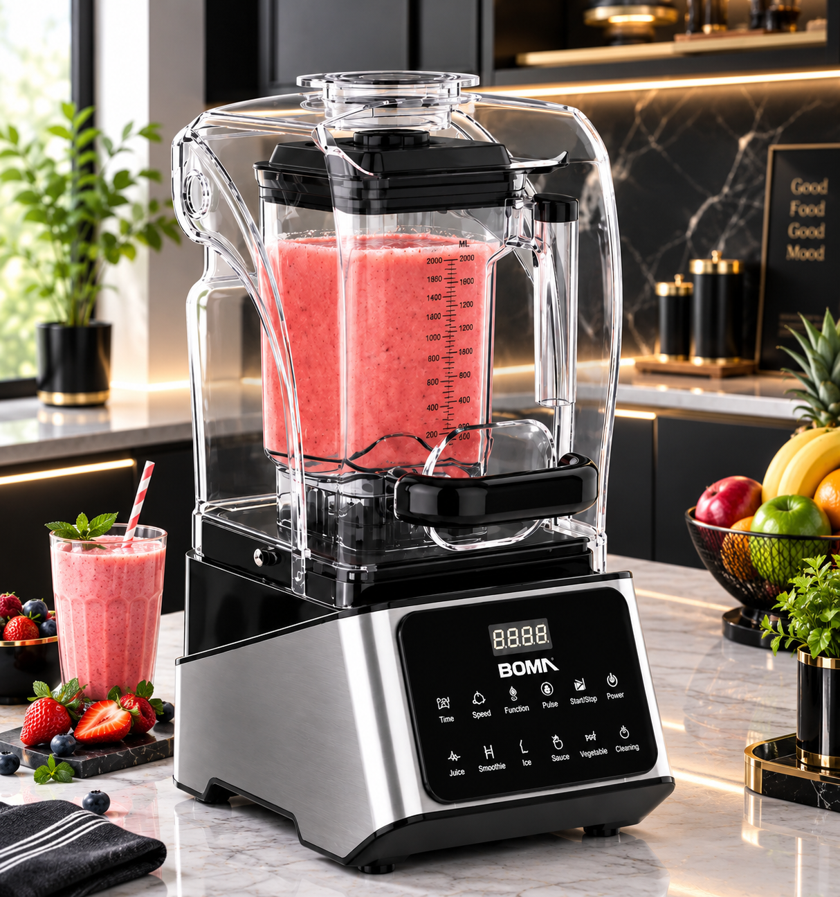 BOMA Commercial Blender with Soundproof Cover | Smoothie and Juice Maker