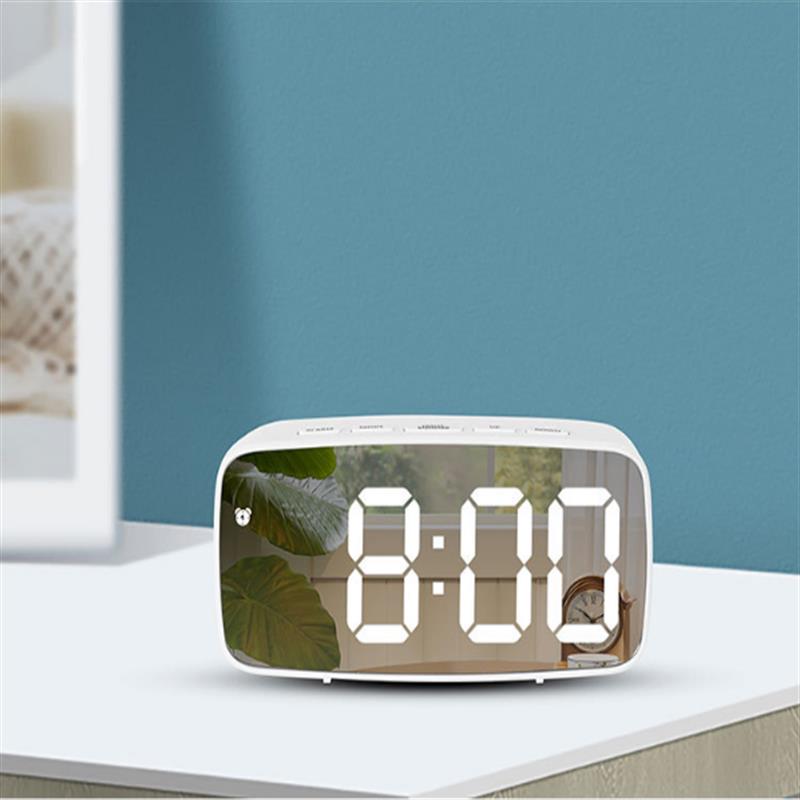 Wulawindy Digital Alarm Clock Large Mirror Led Display With Usb Charger
