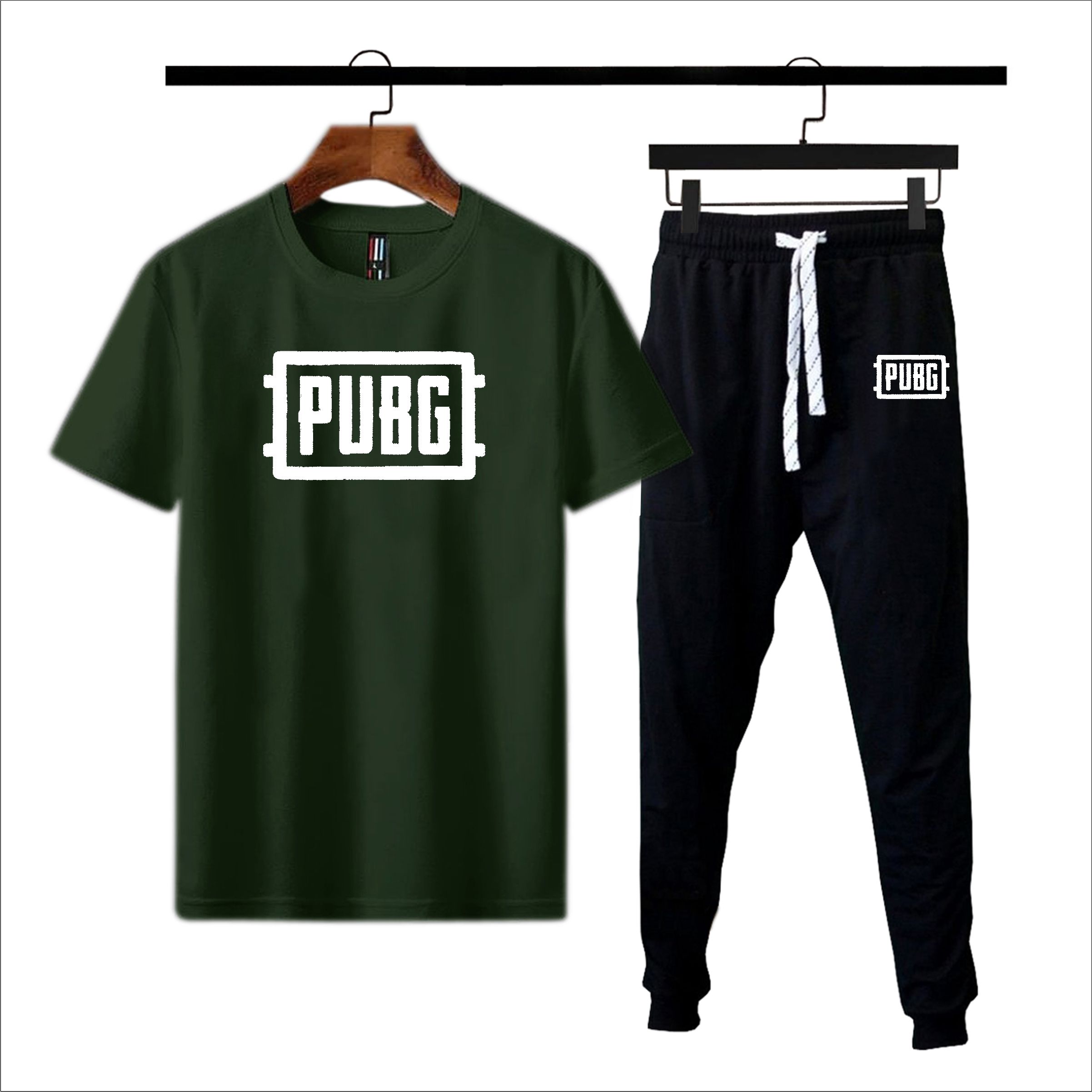 Black pubg 2 pc Tshirt+trouser gymwear summer tracksuit for men & boys