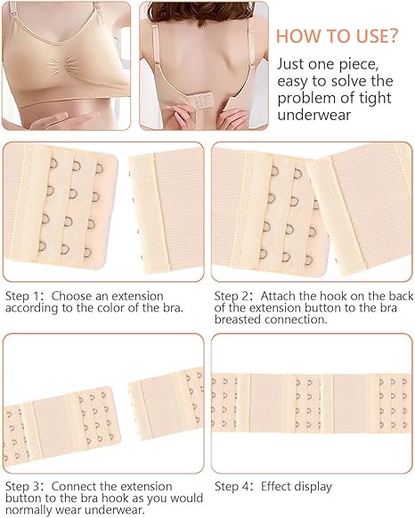 Pack of 3 Bra Extender 3 Hook,Stretchy Soft Comfortable Bra Strap Extender