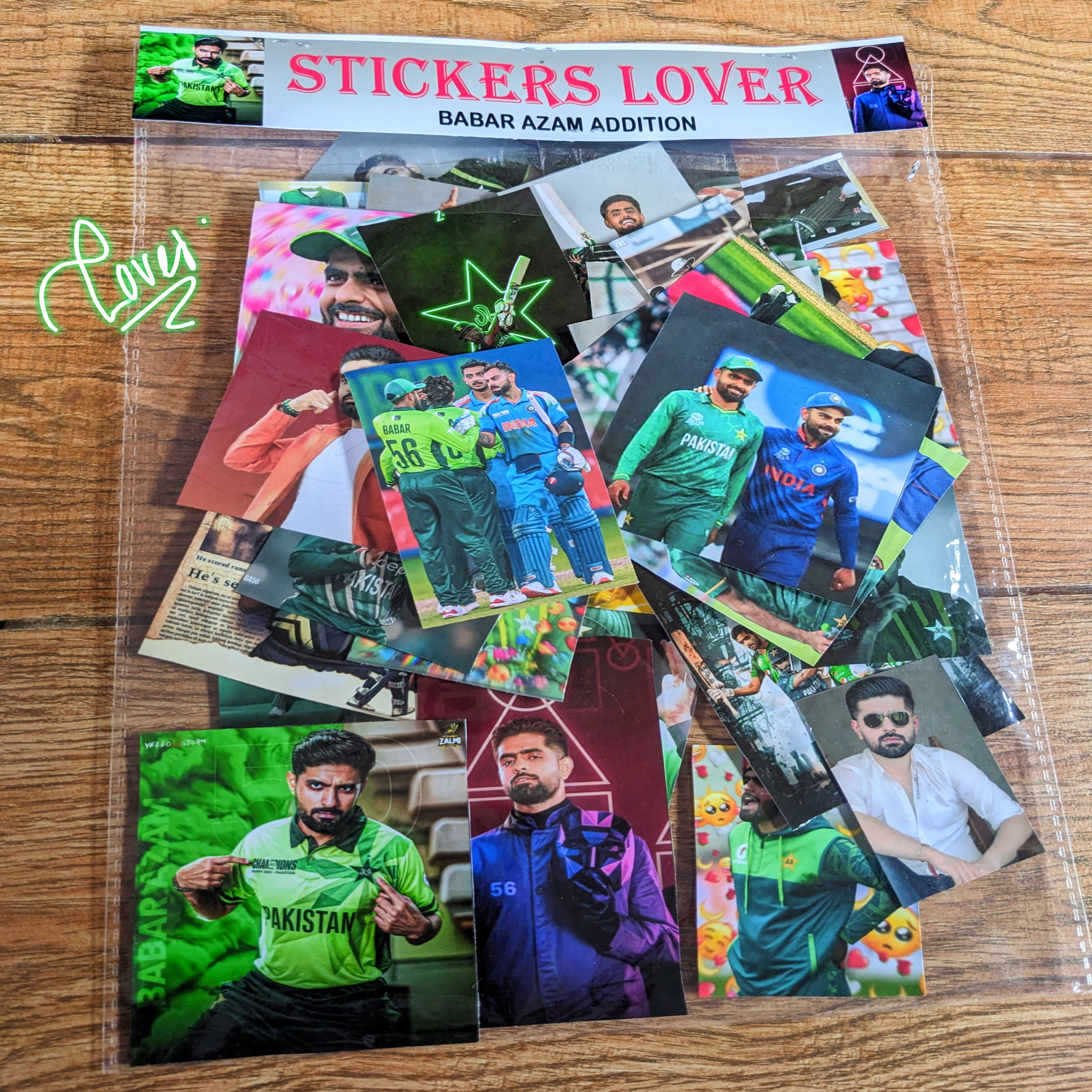Babar Azam Sticker (10/20/30/40 Pack) Premium Glossy Babar Azam Stickers In Very Reasonable Price