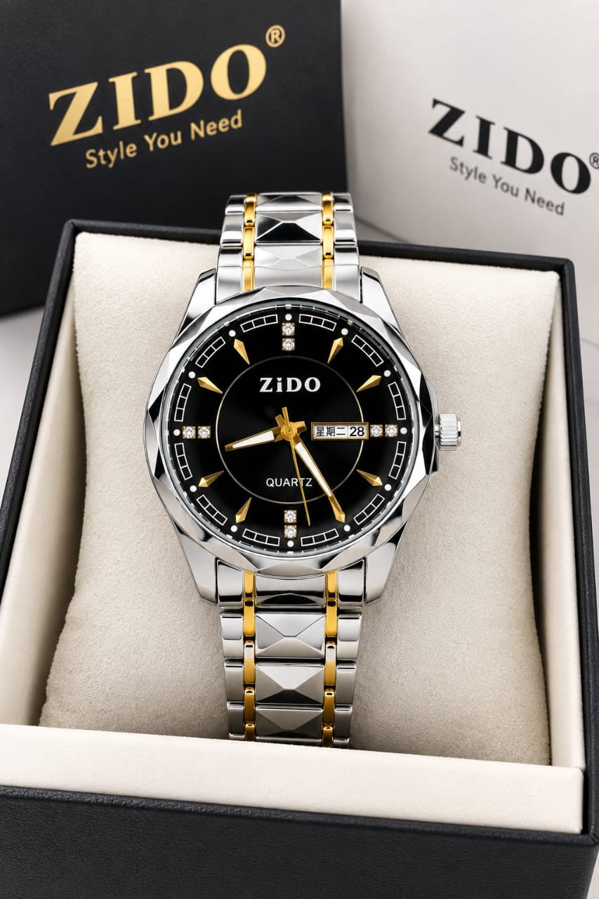 BINBOND Watch for Men Stainless Steel Quartz Watch Business and Casual Style Silver Dual-Tone Date Function