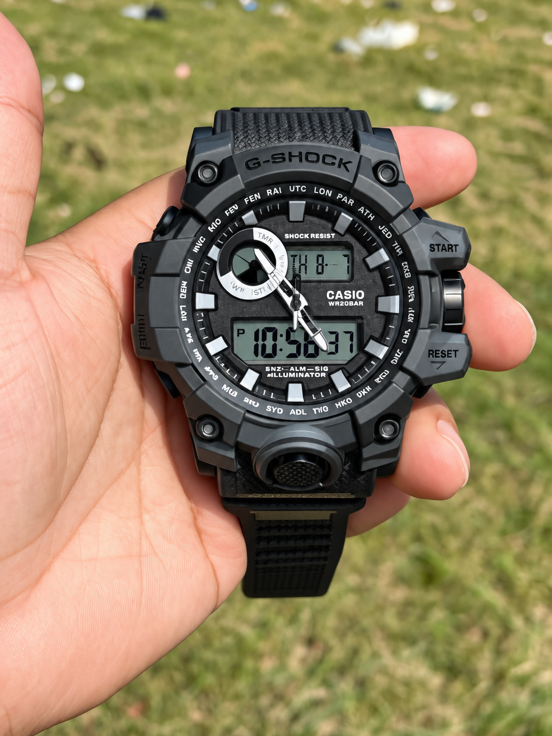 Men’s Sports Watch – Analog Digital Dual Display – Shock Resistant Military Outdoor Wrist Watch