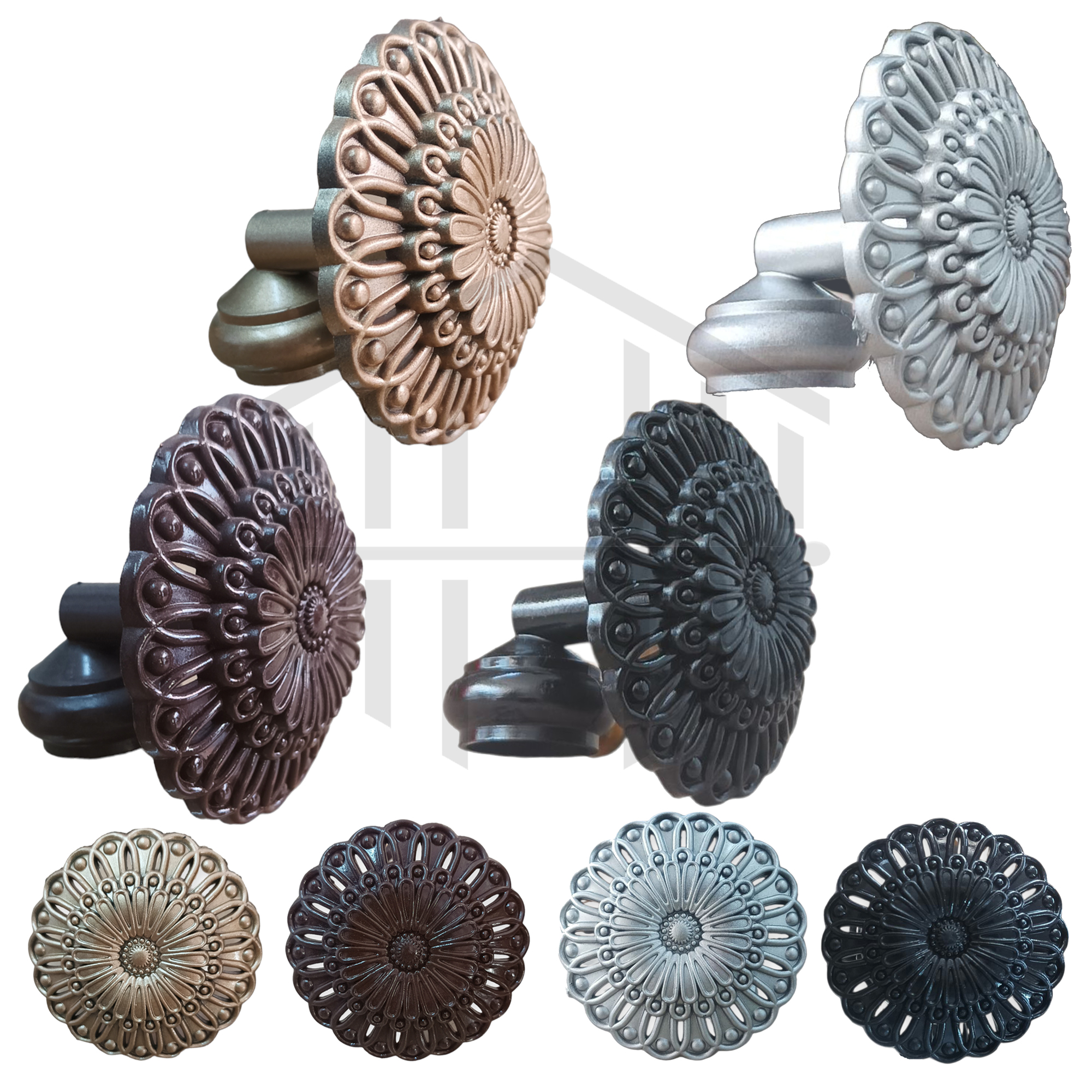 CURTAIN ROD END STOPPERS, PVC DURABLE FLOWER SHAPE DESIGN CURTAIN KNOBS, LIGHT WEIGHT CURTAIN END CAPS