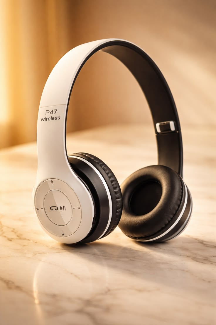 Original P47 Wireless Bluetooth Headphones | Foldable Stereo Over-Ear Headset | Rechargeable with Mic | FM Radio | TF Card Support | AUX Compatible