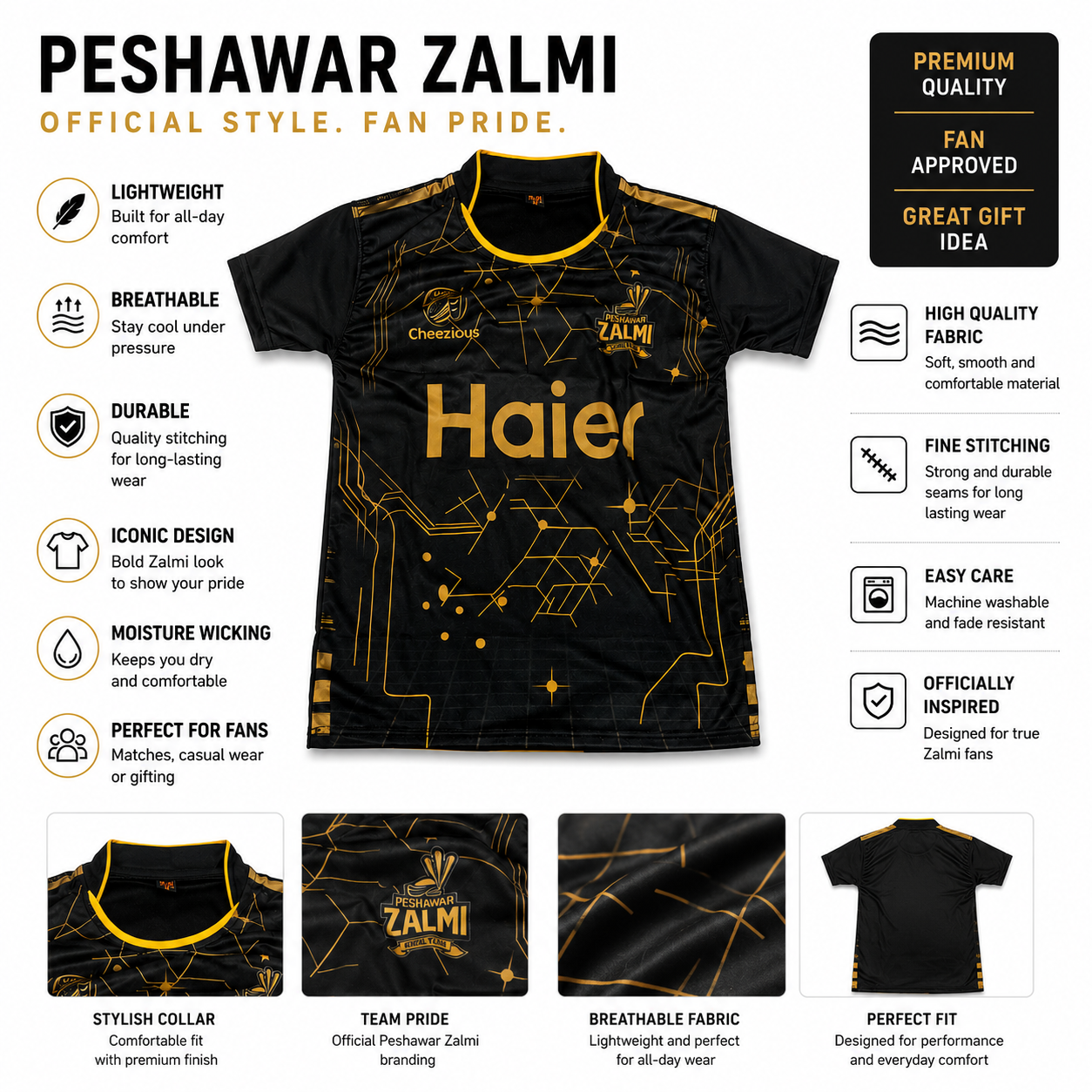 Peshawar Team PSL t shirt |Half sleeves