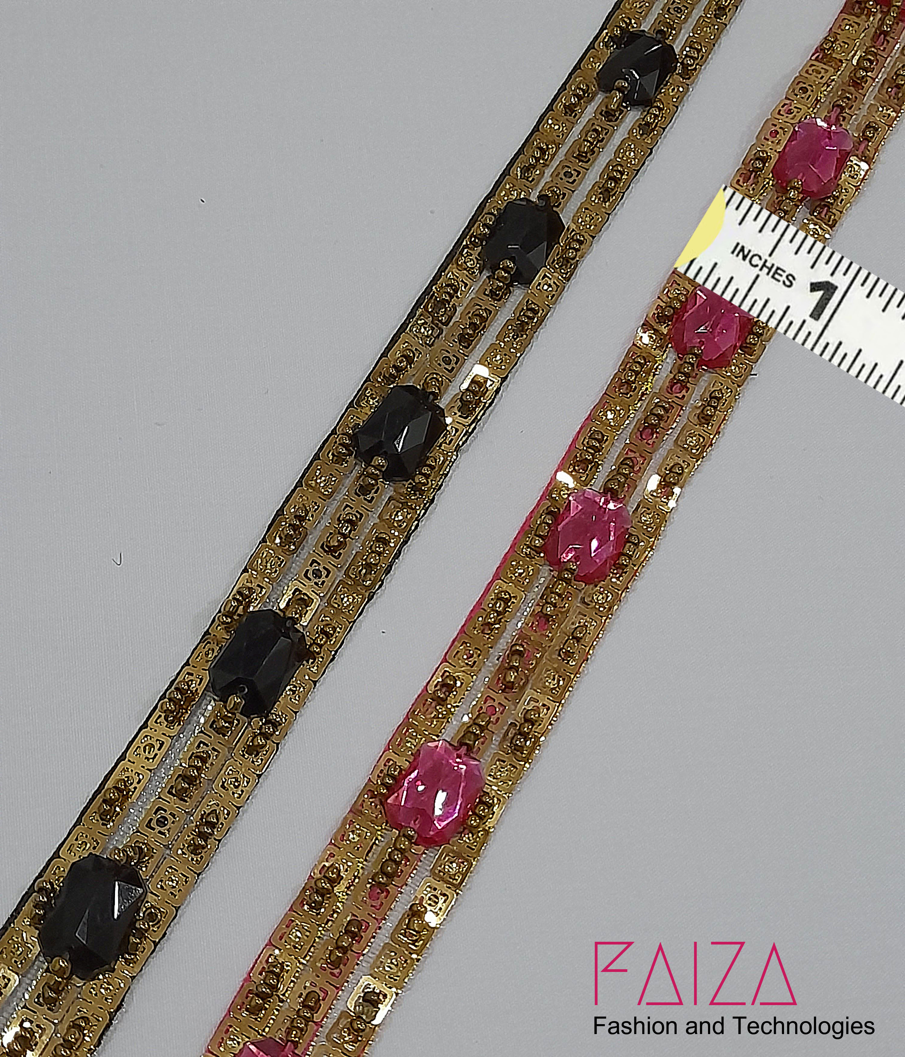 1 Yard/Gaz Royal Pink and Black Lace adorned with elegant golden accents - Versatile Lace for Clothes, Lace for Dresses, Kurti, Dupatta, Front-Back Ghera, and Borders | Daraz.pk 1 Yard/Gaz Royal Pink and Black Lace adorned with elegant golden accents - Versatile Lace for Clothes, Lace for Dresses, Kurti, Dupatta, Front-Back Ghera, and Borders | Daraz.pk