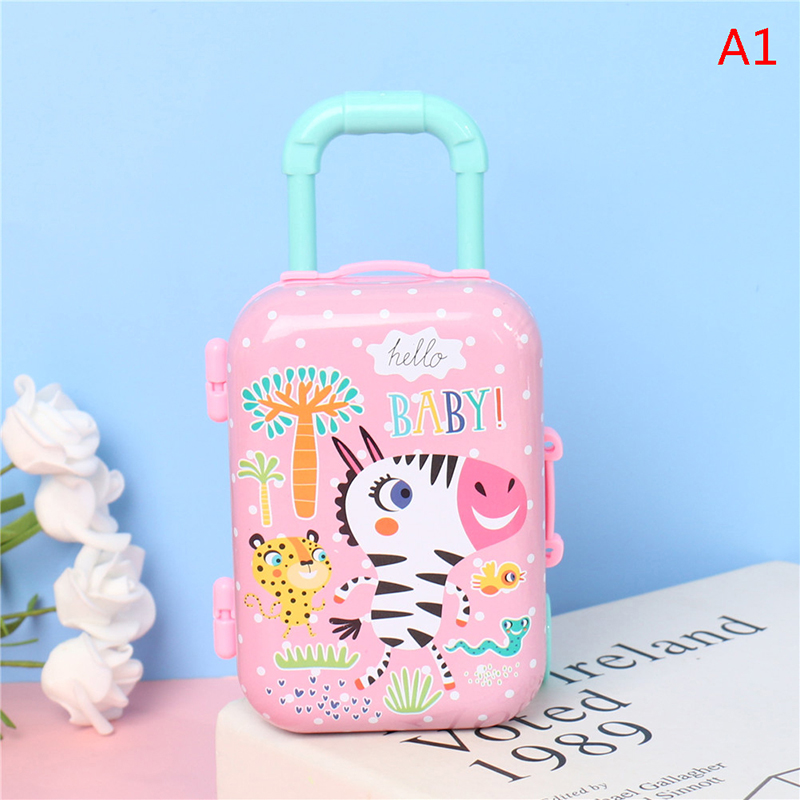 Metal Mini Suitcase for Dolls Miniature Toys Trunk Dollhouse Decor