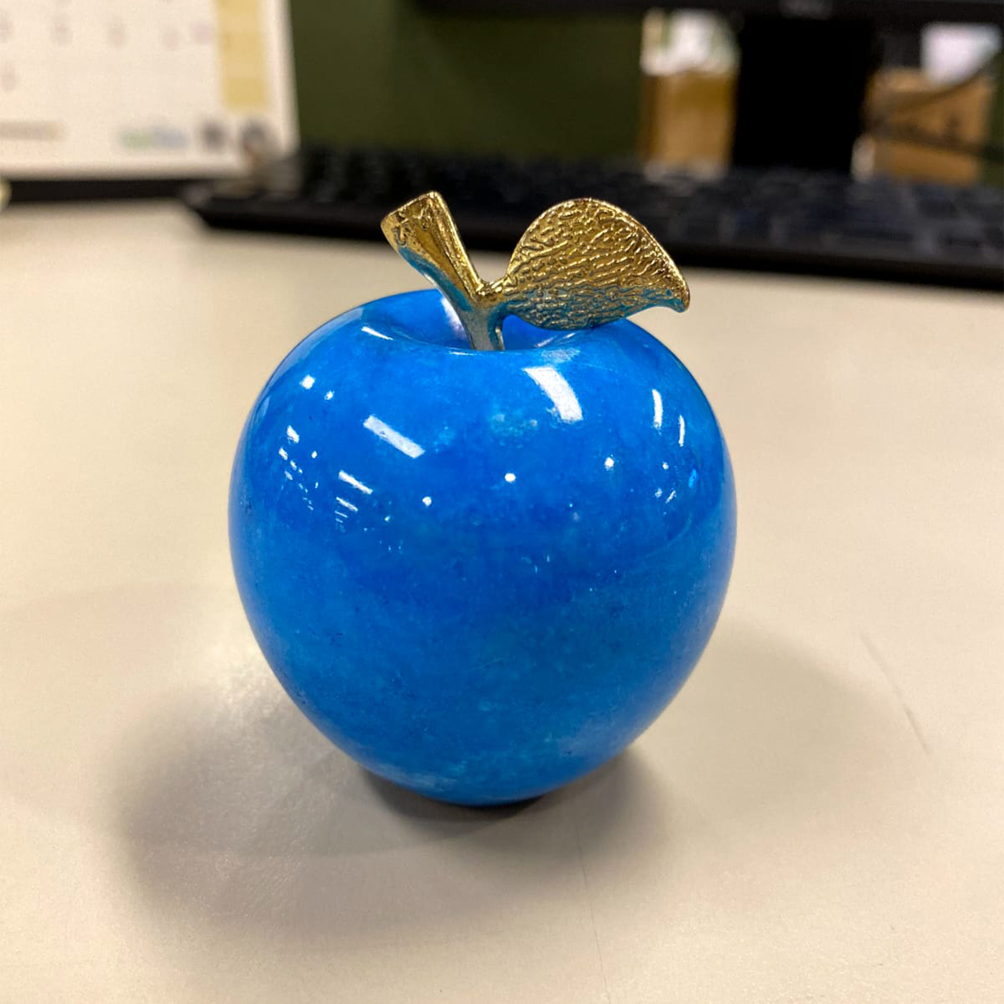 2 Inch Handmade Marble Apple Set - Decorative Paperweight for Home & Office