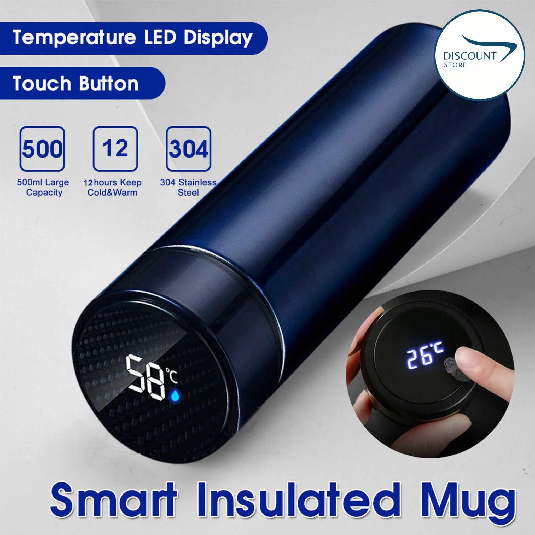 Smart Thermos Flask 500ML – LED Temperature Display Vacuum Insulated Water Bottle, Stainless Steel Hot & Cold Coffee Cup (17oz) | Customize Name Bottle for Kids, Boys, Girls, Sports & Gym