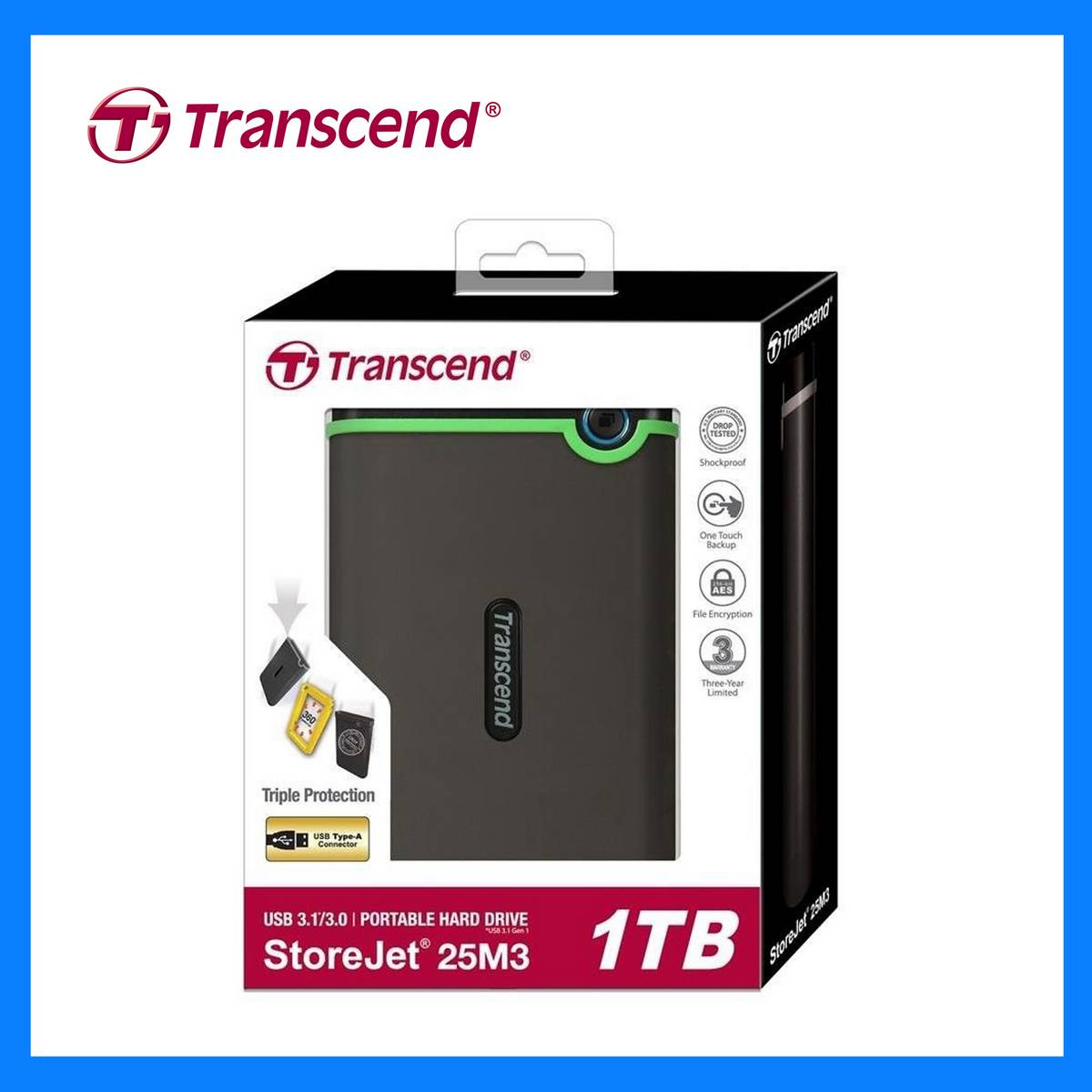 Transcend External Hard Disk Transcend Storejet 25m3s 1tb