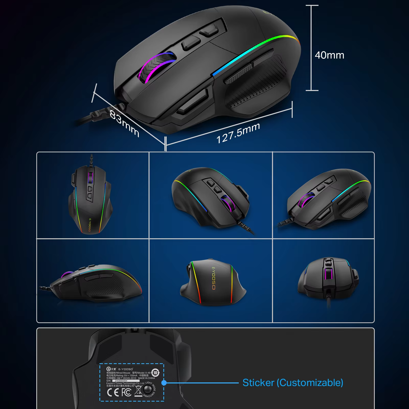E-YOOSO X-49 Wired RGB Gaming Mouse 12400Dpi with 8 Programmable Buttons and Extra Fire Button Ergonomic Design 18 f35f929f2b457e8e7431c07a41e26433