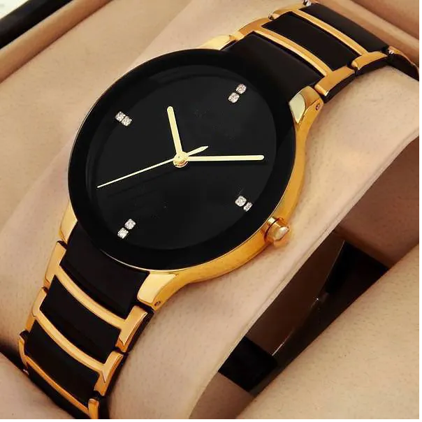Premium Black Luxury Analog Quartz Watch for women – Elegant Stainless Steel Strap Two Tone For Girls| Luxury Perfect Ladies Gift Wrist Watches For Events