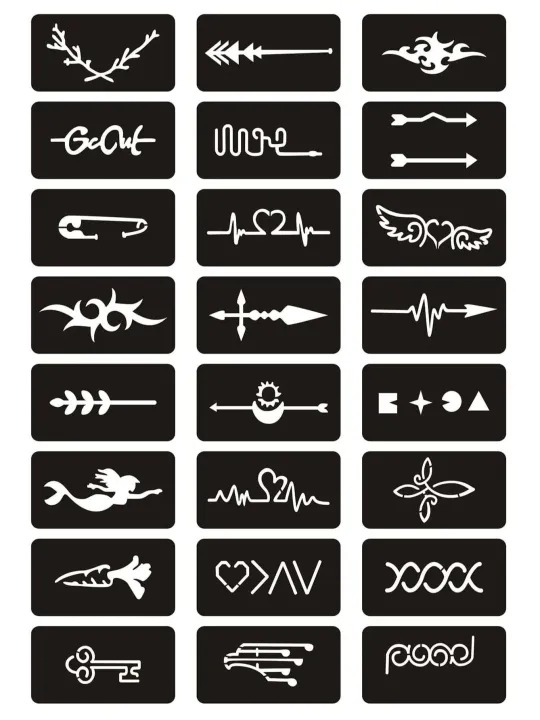Tattoo Stencil,1 Sheet Mixed Pattern Tattoo Stencils for Women and Girls,Reusable Henna Stencils For Hand