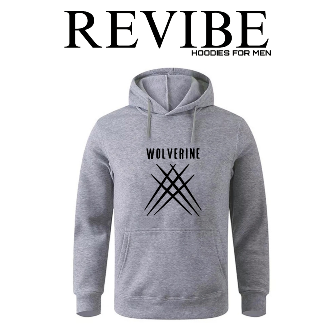 REVIBE - White Wolverine Printed Hoodies For Men