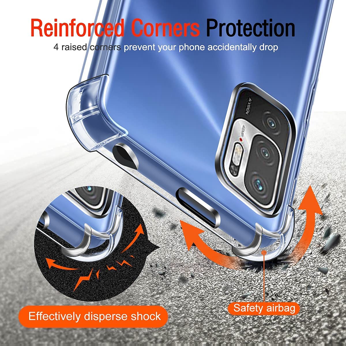 AICEK Cover Silicone Trasparente Per Xiaomi Redmi Note 10 5G / Poco M3 Pro, Custodia Sottile TPU Antigraffio
