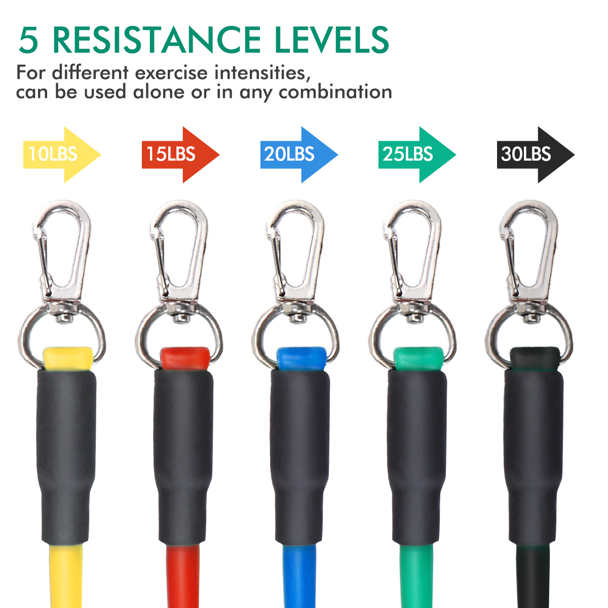 11 PCS Latex Resistance Band Set Yoga Pilates Abs Exercise Fitness Gym Workout Set With Elastic Tube, Door Anchor, Ankle Straps, And Handles For Weight Loss Or Stretch