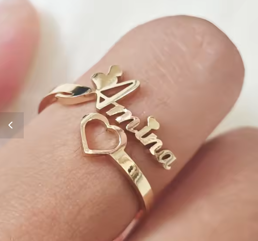 Custom Hollow Love Name Ring Personalized Opening Adjustable Ring Jewelry Birthday Party Gift